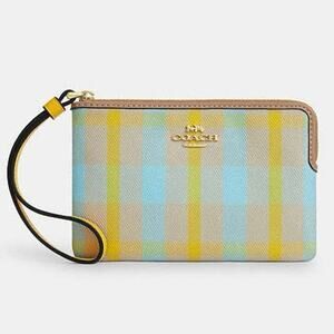 COACH Plaid Corner Zip NWT